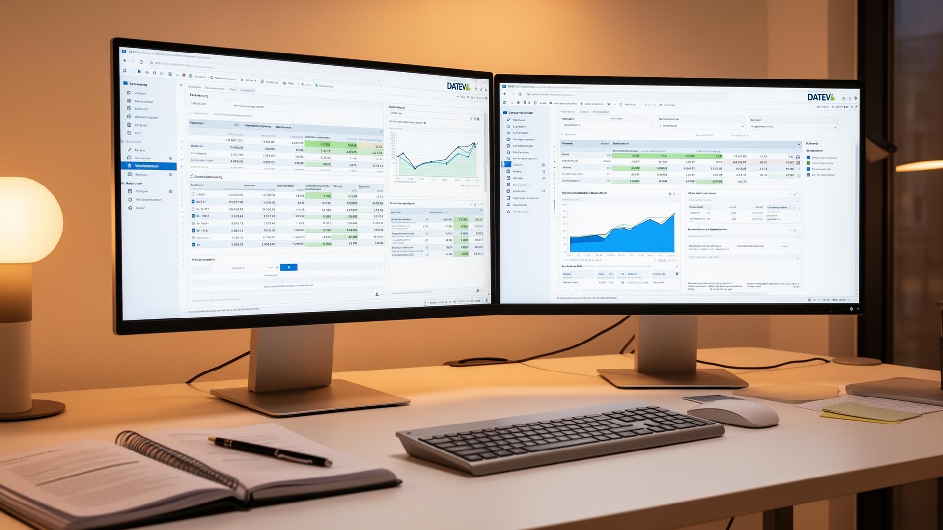 DATEV Arbeitsplatz mit Dual-Monitor-Setup